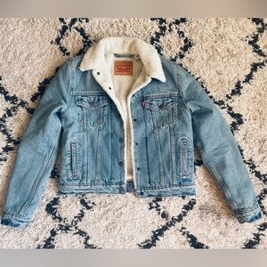 Levi's Blue Jean Jacket with White Sherpa Lining